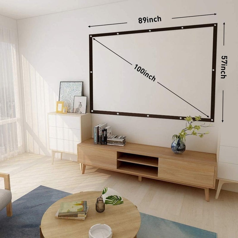 NIERBO Double Layer Projector Screen 100 inch 16:9 Portable Projection Movie Screen 3D with No Light Transmission for Home Theater Outdoor Indoor Office with 15 Nails No Crease - Image 2