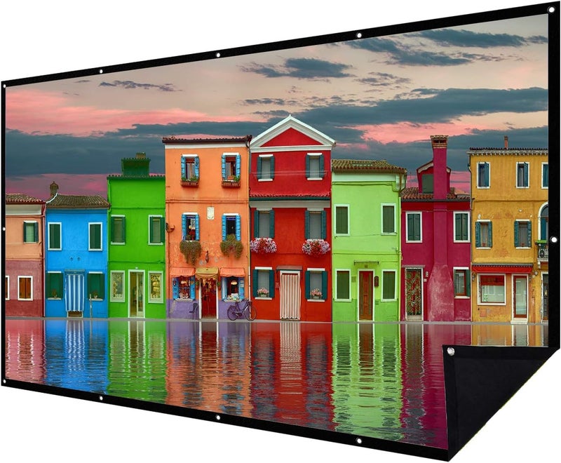 NIERBO Double Layer Projector Screen 100 inch 16:9 Portable Projection Movie Screen 3D with No Light Transmission for Home Theater Outdoor Indoor Office with 15 Nails No Crease - Image 1