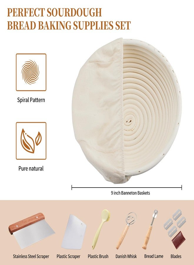 Dimpola Banneton Bread Proofing Basket Banneton Basket Set Sourdough Proofing Basket Round Proofing Bowls Handmade Rattan Baskets and Liners (Round of 2 Gift Set) - Image 3