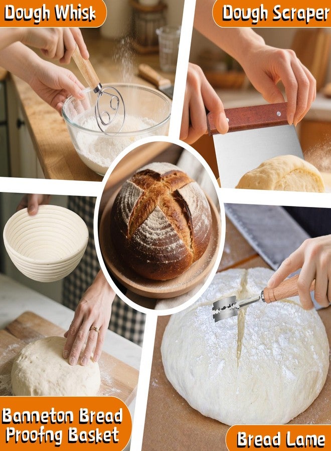 Dimpola Banneton Bread Proofing Basket Banneton Basket Set Sourdough Proofing Basket Round Proofing Bowls Handmade Rattan Baskets and Liners (Round of 2 Gift Set) - Image 4