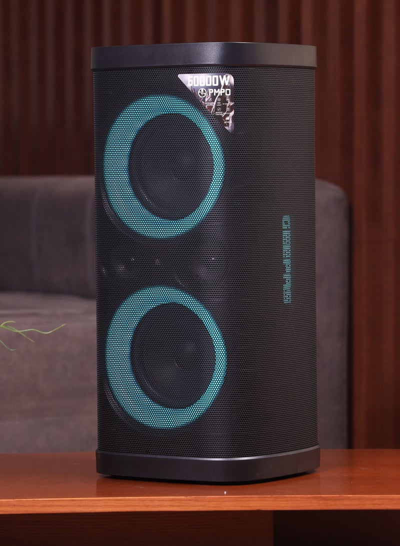 GEEPAS سماعة احترافية قابلة لإعادة الشحن | إضاءة RGB، مدخل USB، TF، TWS، راديو FM، ميكروفون UHF، بلوتوث | سماعة 60000 واط PMPO مع جهاز تحكم عن بعد | مثالية للحفلات، الفعاليات، الترفيه المنزلي | ضمان لمدة سنتين GMS11192 - Image 3