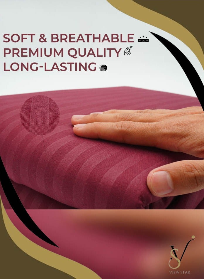 فيوستار طقم مفروشات مخططة فاخرة بحجم كينغ مكون من 4 قطع من Viewstar - غطاء لحاف ناعم مستوحى من الفندق، ملاءة سرير جاهزة وأغطية وسائد - ملاءة سرير أنيقة كبيرة الحجم للراحة - Image 4