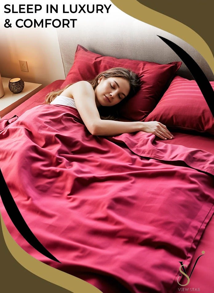 فيوستار طقم مفروشات مخططة فاخرة بحجم كينغ مكون من 4 قطع من Viewstar - غطاء لحاف ناعم مستوحى من الفندق، ملاءة سرير جاهزة وأغطية وسائد - ملاءة سرير أنيقة كبيرة الحجم للراحة - Image 5