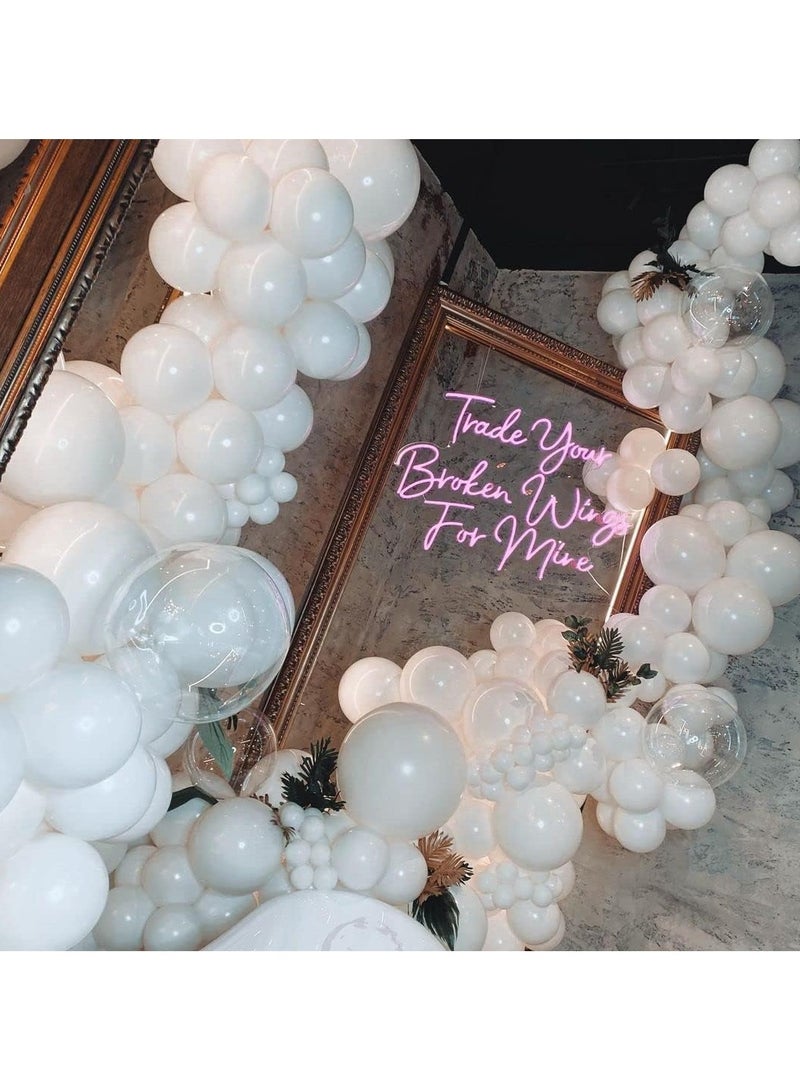 هوم زون هوم زون عبوة من 100 بالون بيضاء هيليوم دائري مقاس 12 انش لتزيين خلفية حفلات الزفاف والتخرج واعياد الميلاد - Image 5