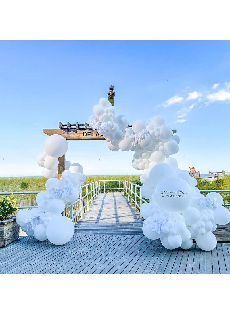 هوم زون هوم زون عبوة من 100 بالون بيضاء هيليوم دائري مقاس 12 انش لتزيين خلفية حفلات الزفاف والتخرج واعياد الميلاد - Image 3