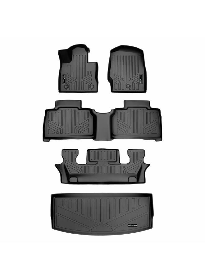 SMARTLINER Floor Mats 3 Rows - Cargo Liner Behind 3rd Row Set Black Compatible with 2020-2023 Explorer Only Fits 6 Passenger Models W/Bucket Seat - Image 1