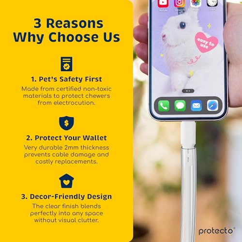 PROTECTO Heavy Duty Cord Protectors from Pets No Chew Solution, 7ft Easy to Use Dog & Cat Cord Protector, Clear & Odorless Critter Cord Covers for Pets, Power Audio & Video Wire Protector Tubing - Image 2