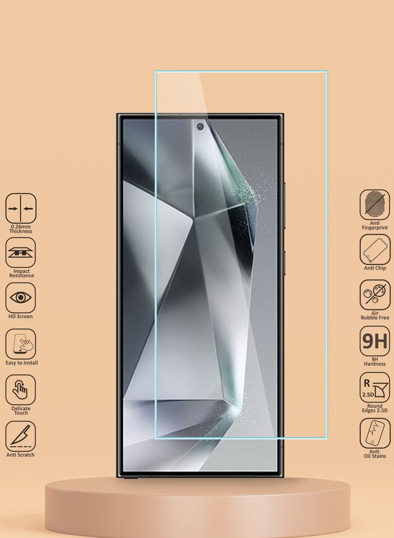 Techie 2 Pack HD Tempered Glass Screen Protector for Samsung Galaxy S24 Ultra 2024 - Anti Reflection Anti Bubbles 9H Hardness 0.33 mm Rounded Edges Easy Installation - Image 2