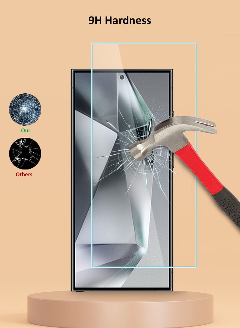 Techie 2 Pack HD Tempered Glass Screen Protector for Samsung Galaxy S24 Ultra 2024 - Anti Reflection Anti Bubbles 9H Hardness 0.33 mm Rounded Edges Easy Installation - Image 3