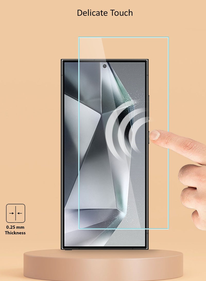 Techie 2 Pack HD Tempered Glass Screen Protector for Samsung Galaxy S24 Ultra 2024 - Anti Reflection Anti Bubbles 9H Hardness 0.33 mm Rounded Edges Easy Installation - Image 4