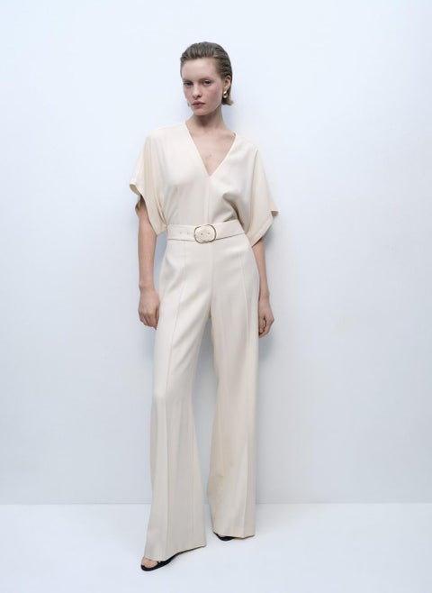 Long Belt And Buckle Jumpsuit