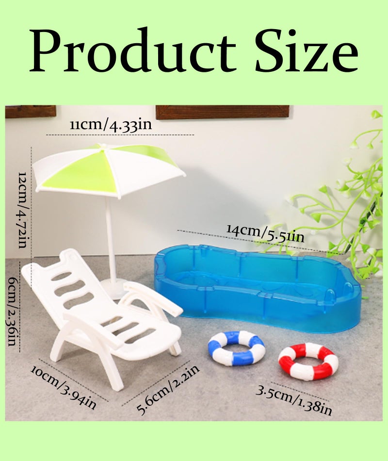 BdelrinQue 5Pcs Doll House Set, Doll House Accessories and Furniture, Miniature Furniture Swimming Pool Suitable for Decorate Dollhouse - Image 2