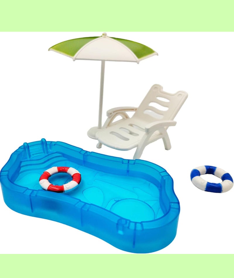 BdelrinQue 5Pcs Doll House Set, Doll House Accessories and Furniture, Miniature Furniture Swimming Pool Suitable for Decorate Dollhouse - Image 3