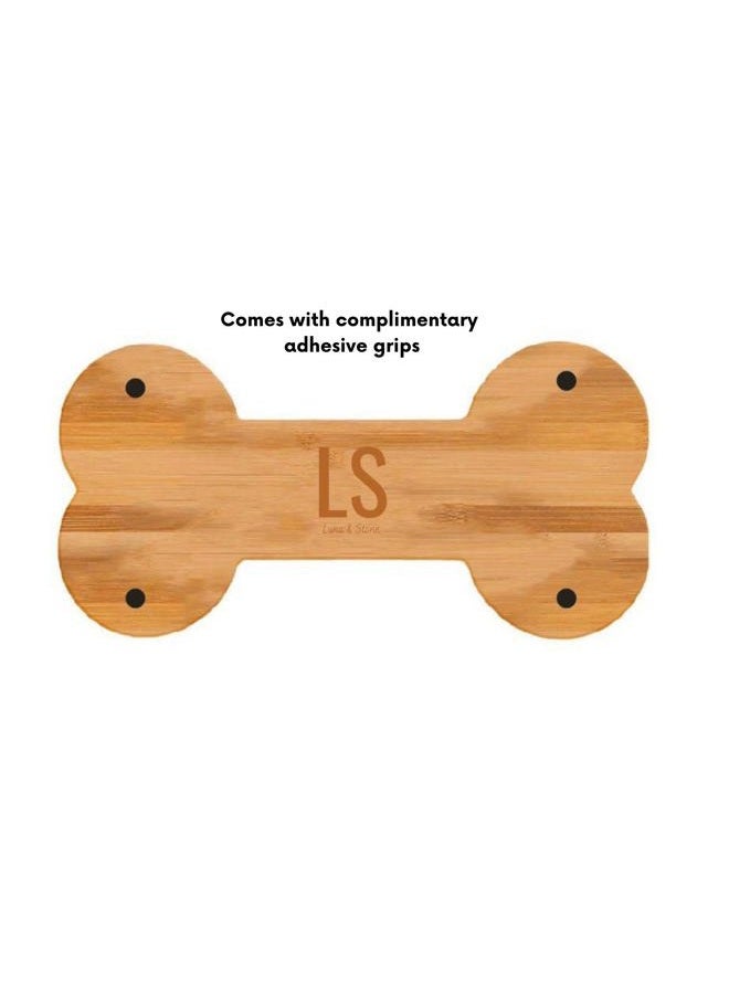 Luna and Stone Bamboo Dog Bowl with Grips, Animal Themed Bone Shaped Party Supplies Tray, Multipurpose Wooden Dog Themed Candy Dish, 12x6, Prime - Image 2
