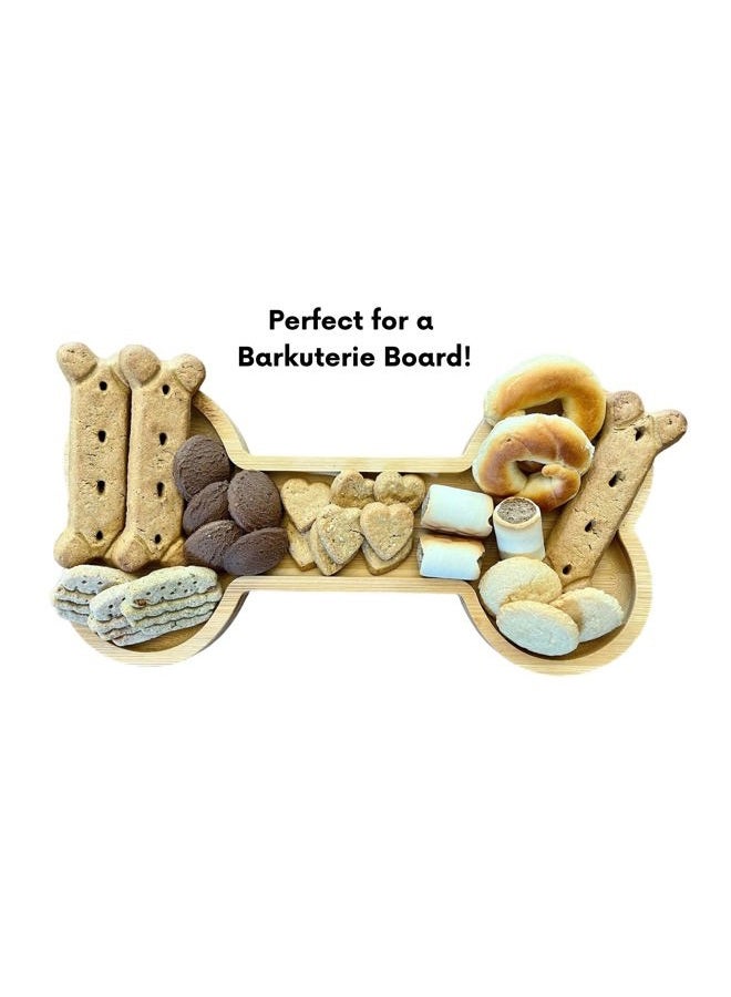 Luna and Stone Bamboo Dog Bowl with Grips, Animal Themed Bone Shaped Party Supplies Tray, Multipurpose Wooden Dog Themed Candy Dish, 12x6, Prime - Image 4