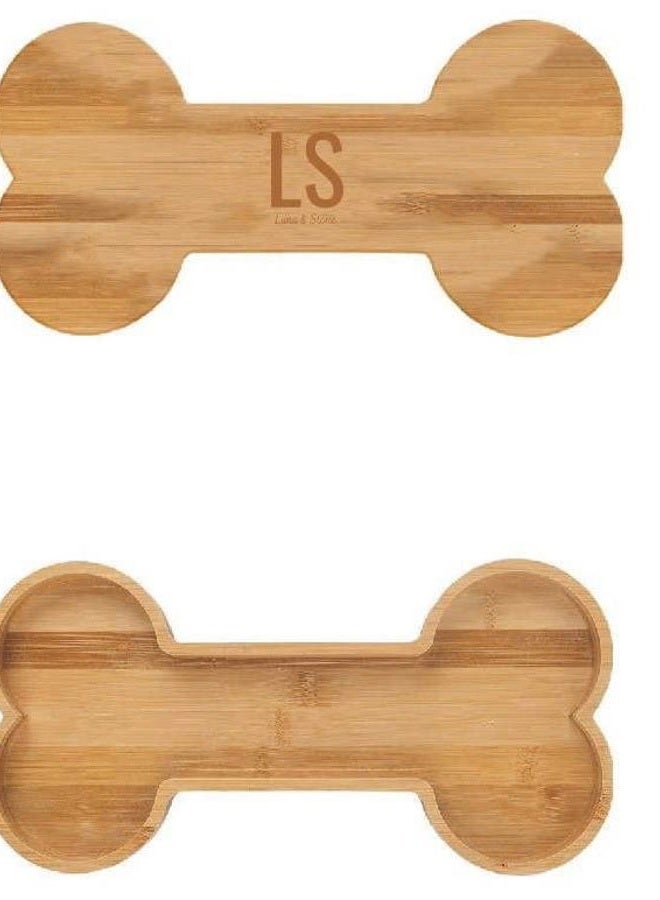 Luna and Stone Bamboo Dog Bowl with Grips, Animal Themed Bone Shaped Party Supplies Tray, Multipurpose Wooden Dog Themed Candy Dish, 12x6, Prime - Image 5
