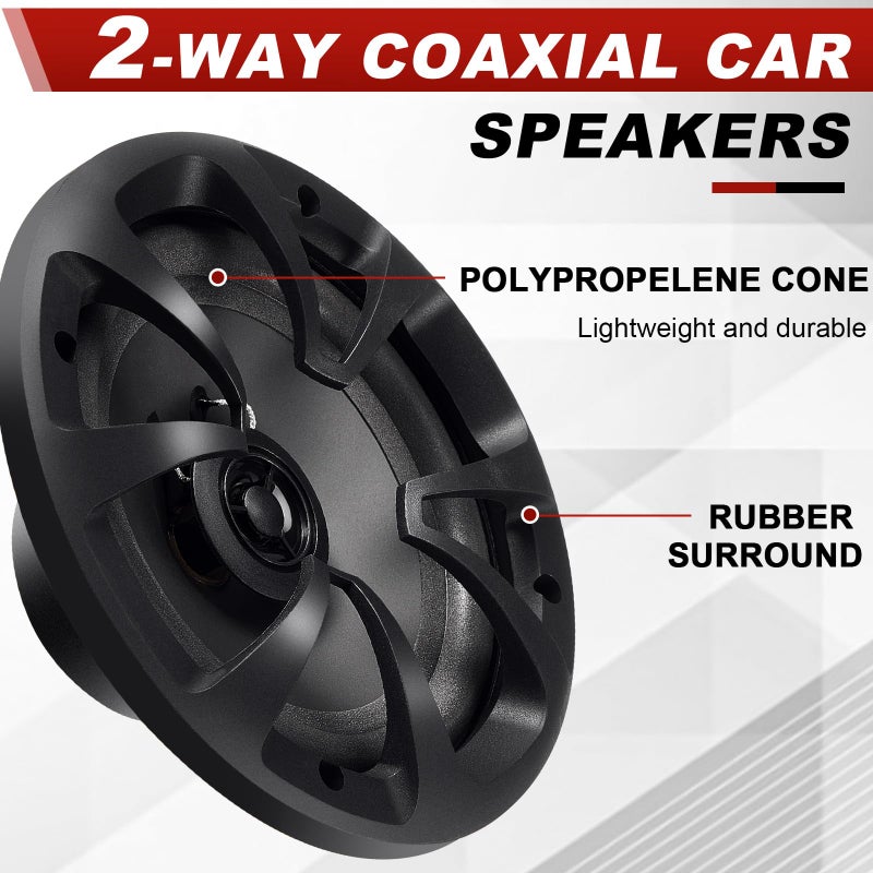 Datanly 2 Pairs 2-Way Coaxial Car Audio Speakers Full Range Speakers with Powerful Sound and Easy Installation Enhanced Bass Response Black Car Loudspeaker (6.5") - Image 4