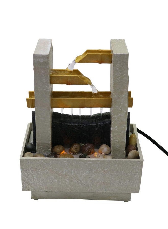 Nature's Mark 8" H Cascading Bamboo Tabletop Water Fountain With Natural River Rocks And Led Lights (Power Cord Attached)  - Image 3