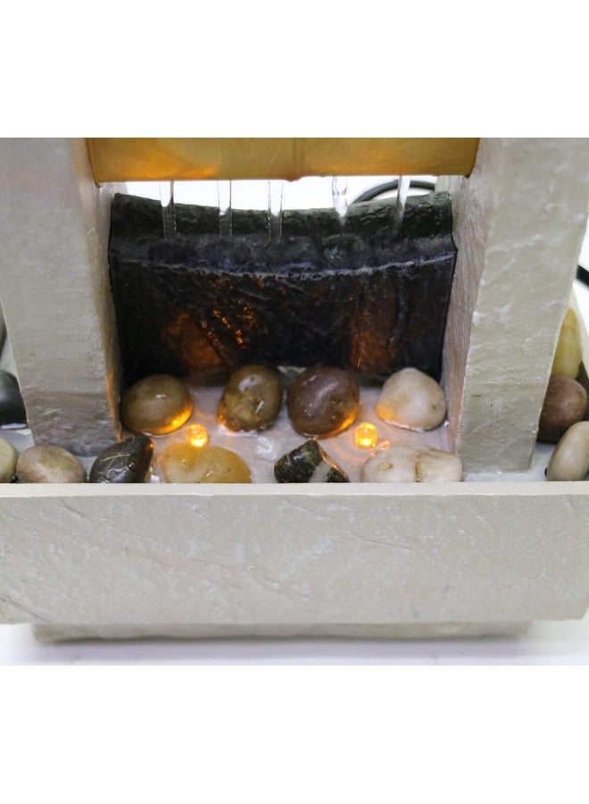 Nature's Mark 8" H Cascading Bamboo Tabletop Water Fountain With Natural River Rocks And Led Lights (Power Cord Attached)  - Image 4