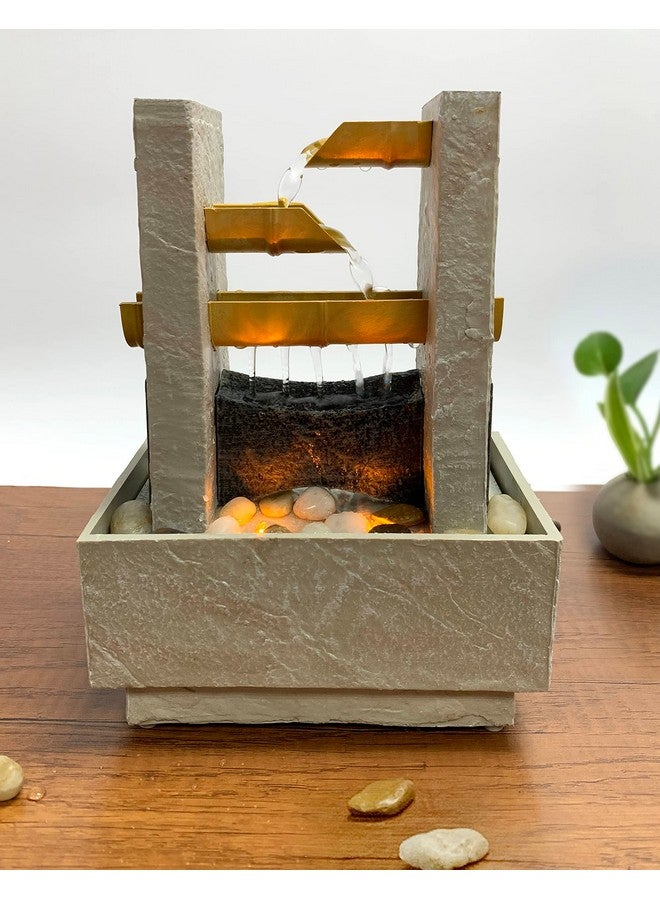 Nature's Mark 8" H Cascading Bamboo Tabletop Water Fountain With Natural River Rocks And Led Lights (Power Cord Attached)  - Image 5