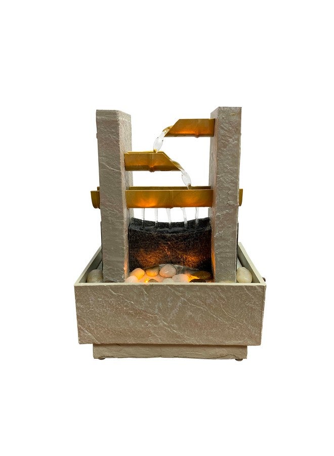Nature's Mark 8" H Cascading Bamboo Tabletop Water Fountain With Natural River Rocks And Led Lights (Power Cord Attached)  - Image 1