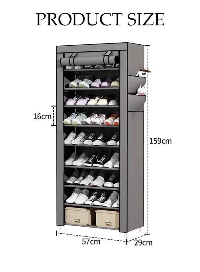 DUNISO 10-Layer Shoe Cabinet with Dustproof Cover, Portable Shoe Shelf,Freestanding Shoe Storage Cabinet for  for Closet Hallway,Bedroom,Entryway - Image 2