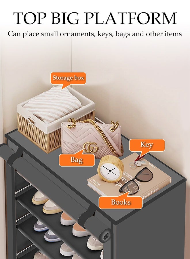 DUNISO 10-Layer Shoe Cabinet with Dustproof Cover, Portable Shoe Shelf,Freestanding Shoe Storage Cabinet for  for Closet Hallway,Bedroom,Entryway - Image 4