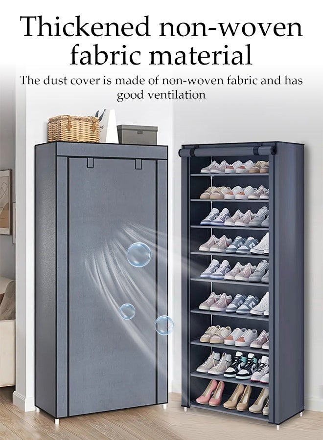 DUNISO 10-Layer Shoe Cabinet with Dustproof Cover, Portable Shoe Shelf,Freestanding Shoe Storage Cabinet for  for Closet Hallway,Bedroom,Entryway - Image 5