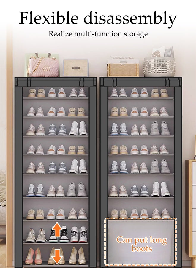 DUNISO 10-Layer Shoe Cabinet with Dustproof Cover, Portable Shoe Shelf,Freestanding Shoe Storage Cabinet for  for Closet Hallway,Bedroom,Entryway - Image 3