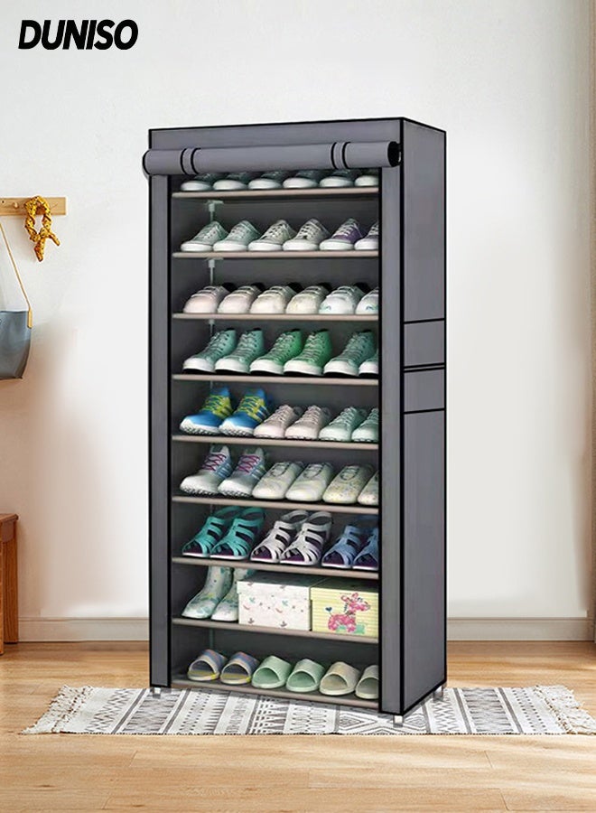 DUNISO 10-Layer Shoe Cabinet with Dustproof Cover, Portable Shoe Shelf,Freestanding Shoe Storage Cabinet for  for Closet Hallway,Bedroom,Entryway - Image 1