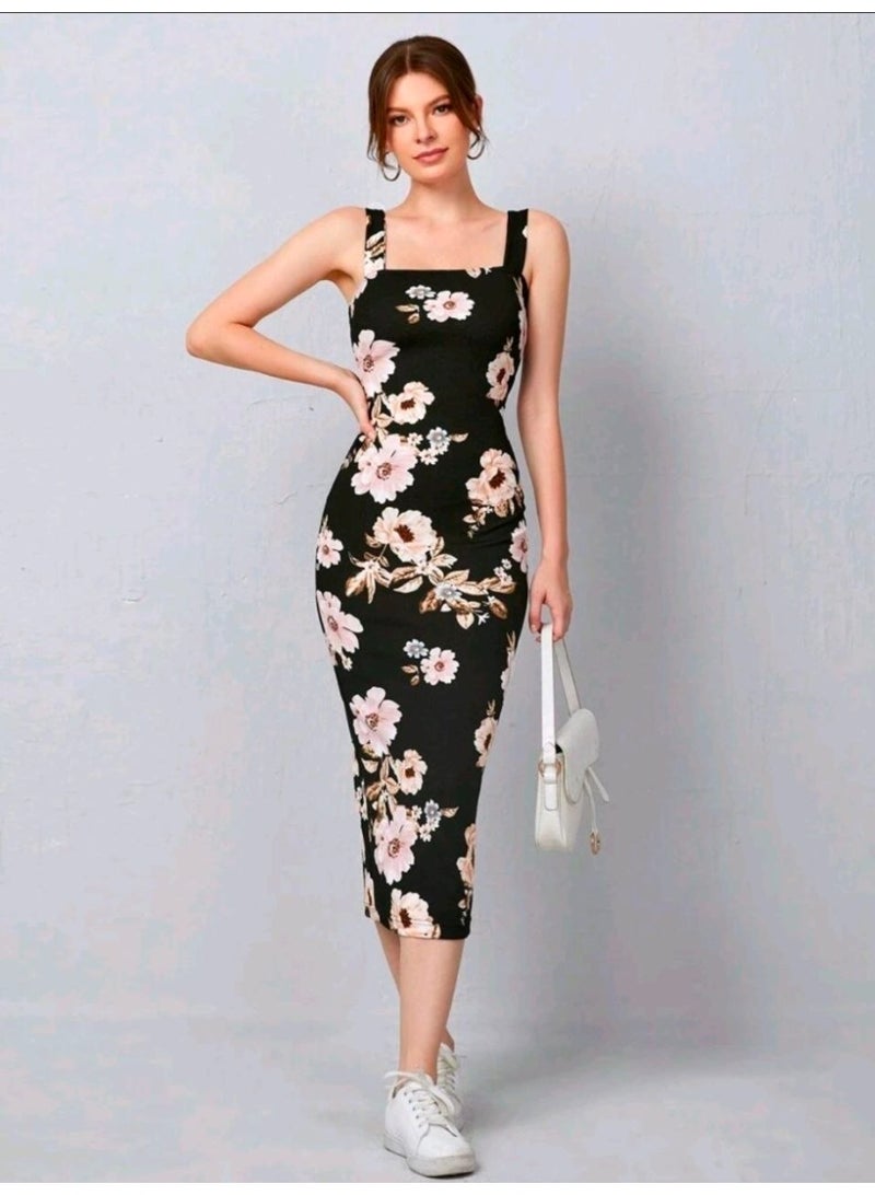 SHEIN Split Hem Floral  Bodycon Dress - Image 1