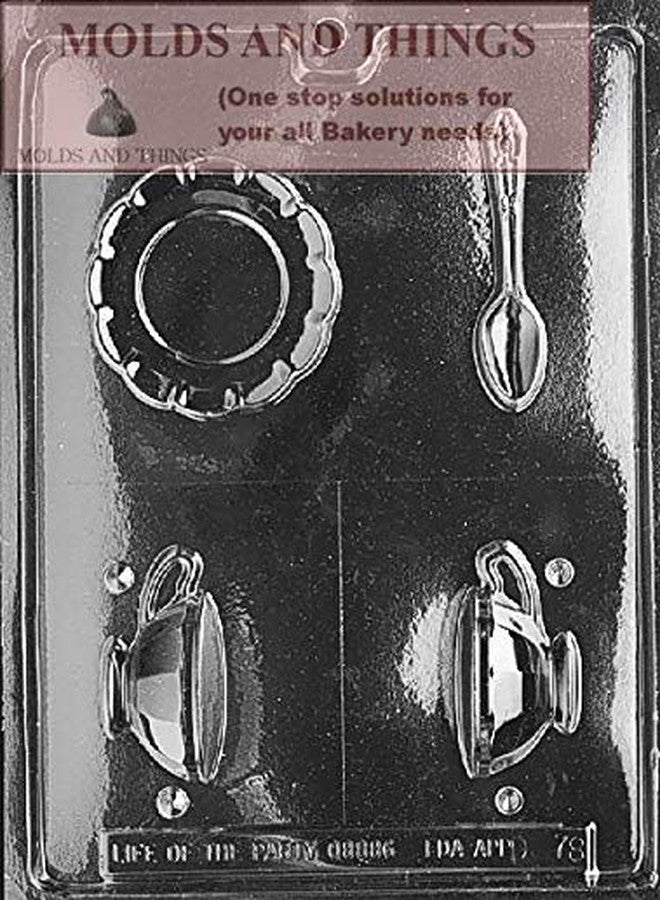 MOLDS AND THINGS قالب حلوى الشوكولاتة على شكل فنجان شاي، قالب حلوى الشوكولاتة على شكل إبريق شاي لتزيين الكيك والمعجنات، قالب قابل لإعادة الاستخدام يمكنك صنعه بنفسك لتوزيعات الحفلات وتزيين الكيك - Image 2