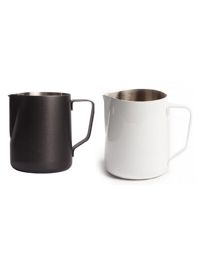 Dynore Stainless Steel Stainless Matte Black/White Milk Jug 600/800 ml of Each- Set of 2 - Image 1