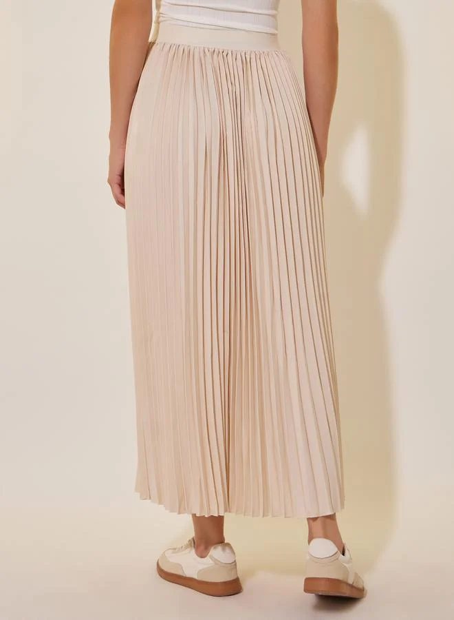 تايك تو Solid Maxi A-Line Pleated Skirt