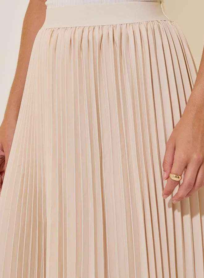 تايك تو Solid Maxi A-Line Pleated Skirt