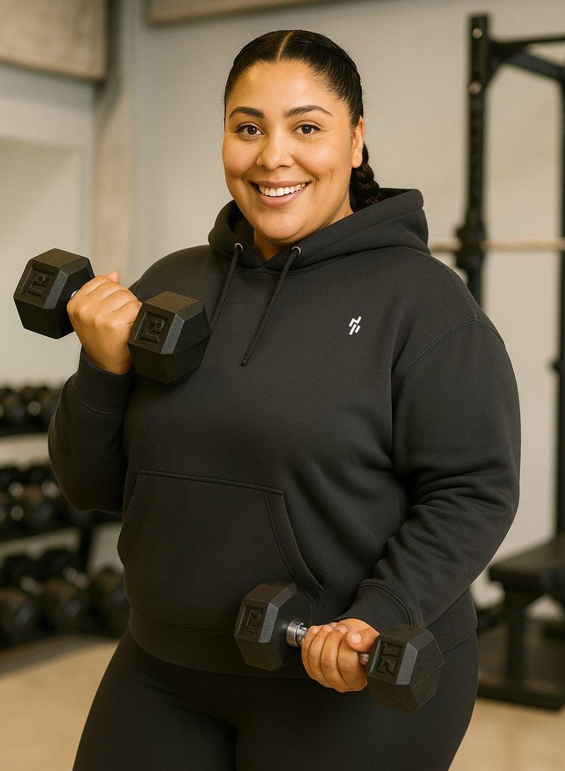 Moveletix Plus Size Women's Lightweight Black Hoodie Activewear Gym - Image 5