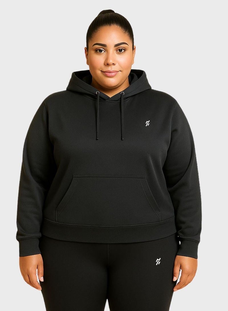 Moveletix Plus Size Women's Lightweight Black Hoodie Activewear Gym - Image 1
