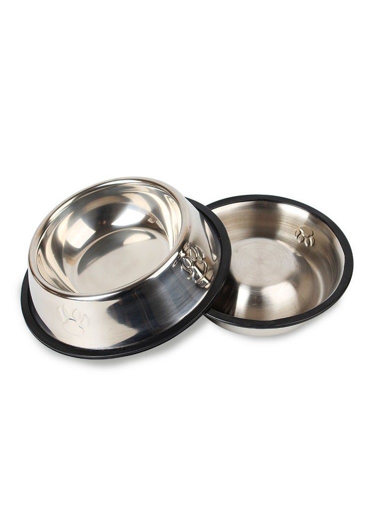 Rubik 2 قطعة من أوعية الكلاب المصنوعة من الفولاذ المقاوم للصدأ، أطباق تغذية الكلاب، أطباق طعام للكلاب مع قاعدة مطاطية، مغذٍ متوسط للحيوانات الأليفة للطعام والماء (21.5 سم / 8.5 بوصة) فضي - Image 4