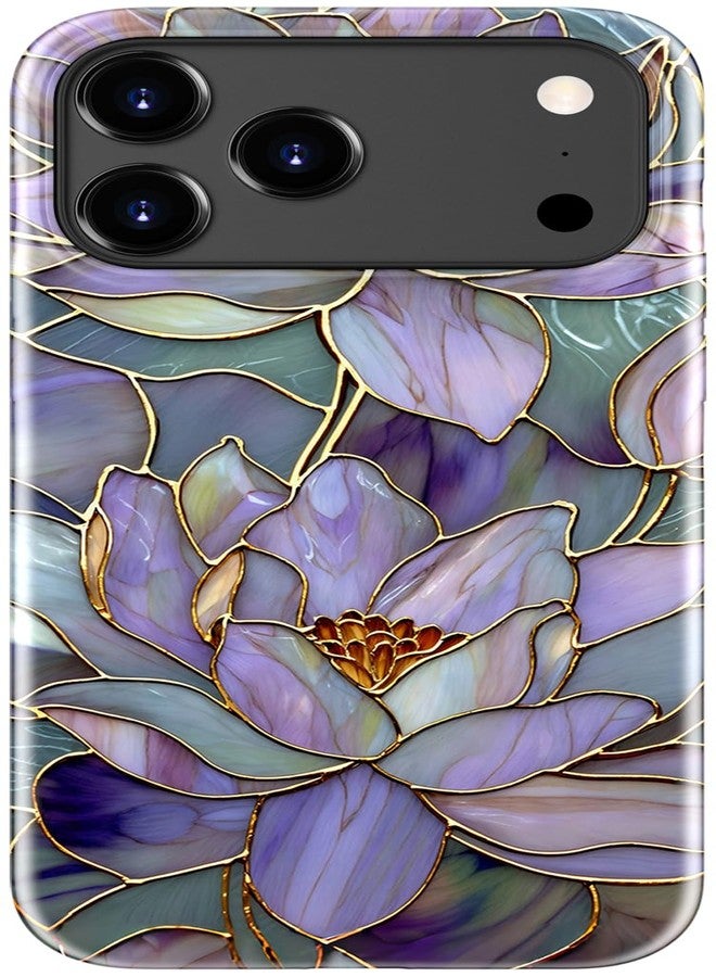 جراب Goodon لهاتف iPhone 17 Pro بتصميم أنيق - متوافق مع الشحن اللاسلكي - غطاء صلب مزدوج الطبقات + غطاء سيليكون - جراب حماية للهاتف بتصميمات عصرية للنساء - زهرة اللوتس المجردة - Image 1