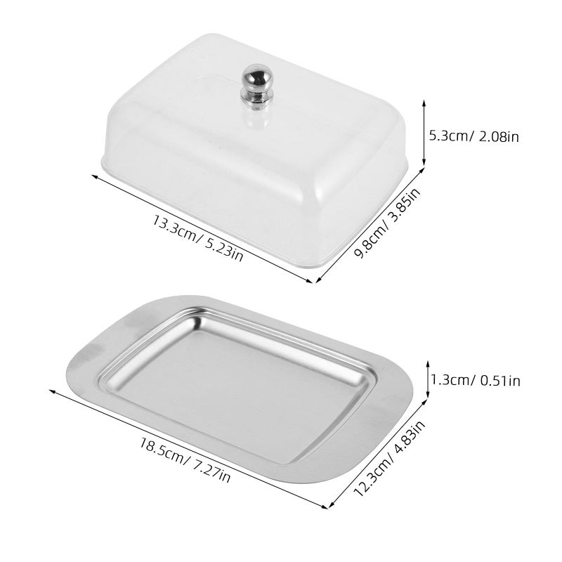 Stainless Steel Butter Container with Plastic Lid for Refrigerator Fresh Storage - Image 3