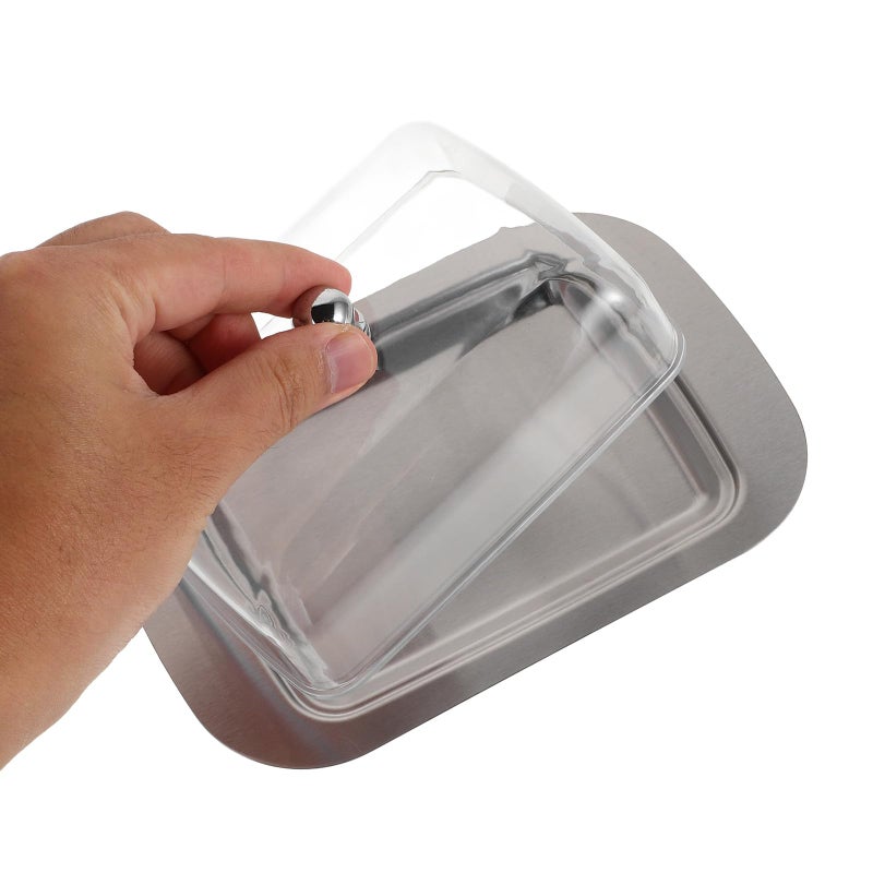 Stainless Steel Butter Container with Plastic Lid for Refrigerator Fresh Storage - Image 4