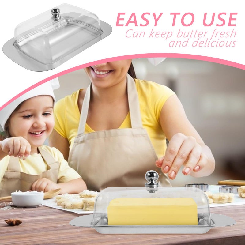 Stainless Steel Butter Container with Plastic Lid for Refrigerator Fresh Storage - Image 5
