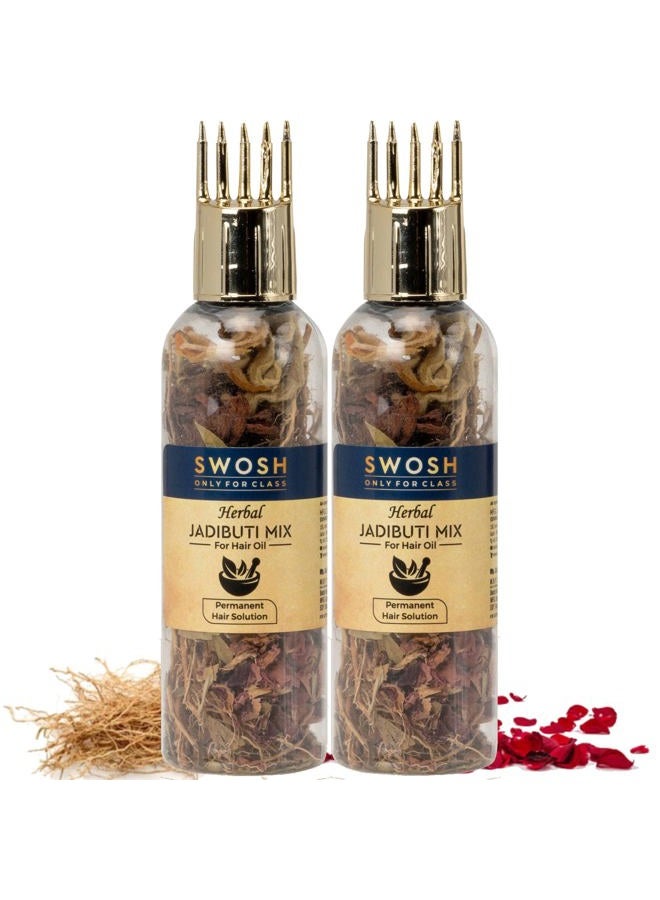 SWOSH Ayurvedic Herbal Hair Oil Mix 2 Combo Bottle with Healthy Hair Packed with Goodness of Ayurvedic Natural Dried Herbs For Oil Infusion Made In India Pack of 2(1 pack = 0.35 Oz/10 gm) - Image 1