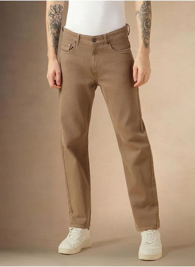 دينيس لينغو Men's Beige Relaxed Fit Jeans - Everyday Classic Comfort