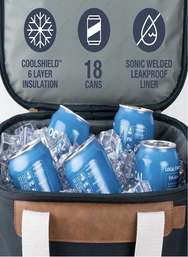 CleverMade Malibu Collapsible Cooler Luxe - 18 Can - Stylish, Structured, Leakproof Collapsible Coolers for Travel That Fold Flat with Carry Handles- Soft-Sided Insulated Tote - Leeward Navy - Image 3