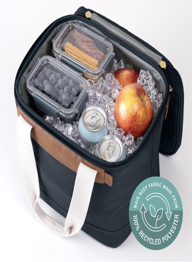 CleverMade Malibu Collapsible Cooler Luxe - 18 Can - Stylish, Structured, Leakproof Collapsible Coolers for Travel That Fold Flat with Carry Handles- Soft-Sided Insulated Tote - Leeward Navy - Image 5