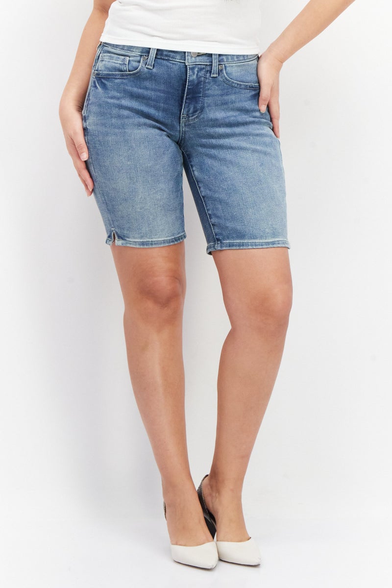NYDJ Women Regular Fit Washed Denim Shorts, Blue - Image 1