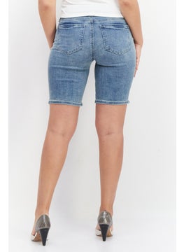 NYDJ Women Regular Fit Washed Denim Shorts, Blue  - Image 3