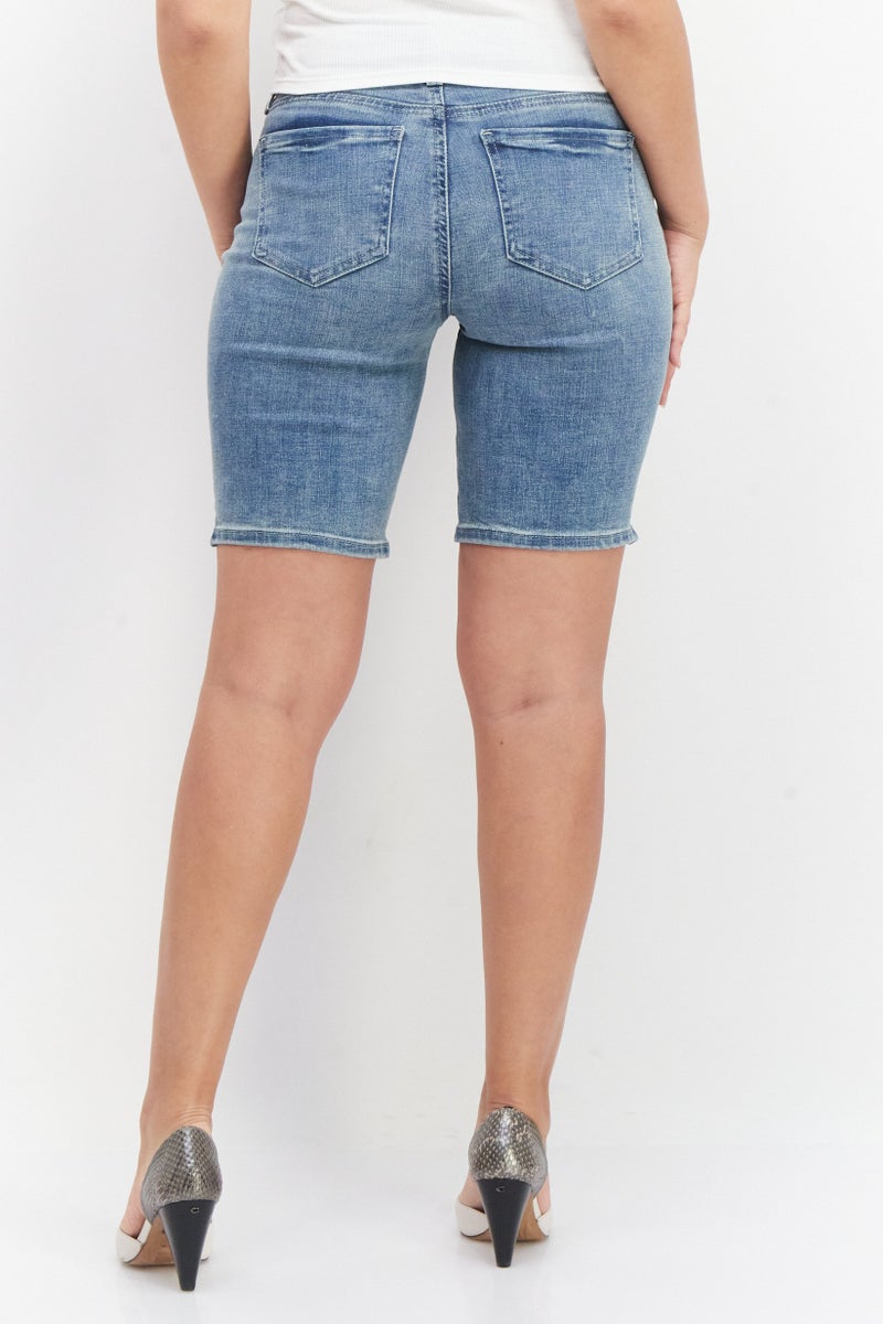 NYDJ Women Regular Fit Washed Denim Shorts, Blue - Image 4