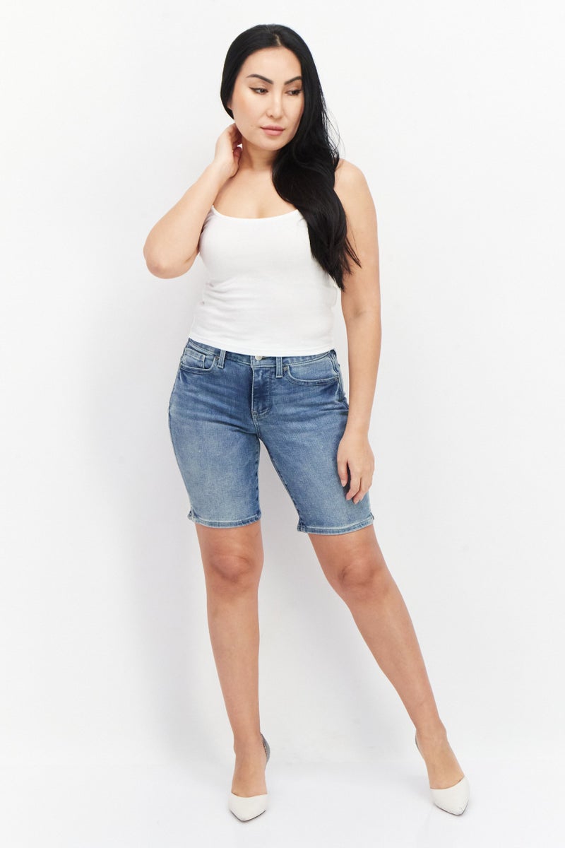 NYDJ Women Regular Fit Washed Denim Shorts, Blue - Image 2